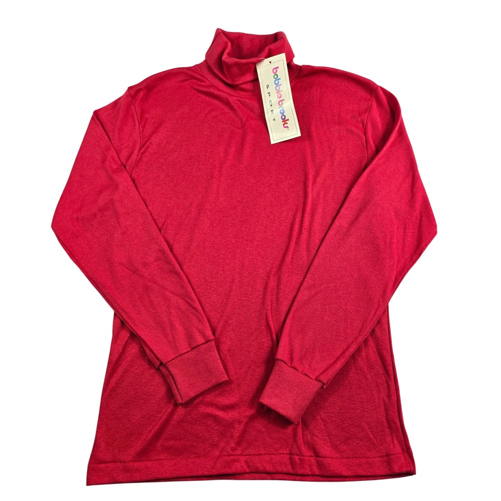 Vintage Bobbie Brooks Turtleneck Women Small Red 90s Retro Layer Cozy Deadstock